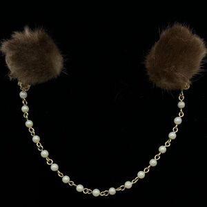 VINTAGE Mink & Faux Pearl Sweater Clip